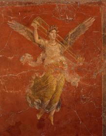 Detalle de un fresco de Moregine Triclivio C. con la figura de la Victoria