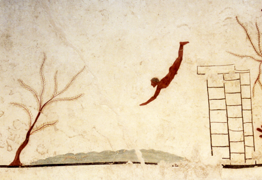 La Tumba del Nadador que contiene los únicos frescos figurativos de la Antigüedad griega clásica