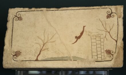 Un arqueólogo alemán afirma haber descubierto el misterio de la pintura del nadador de Paestum: no es una metáfora, se zambulle de verdad