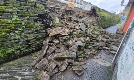 El temporal derrumba parte de la muralla romana de Lugo